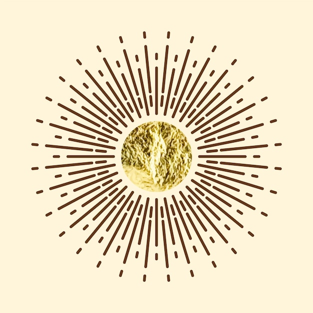 Vintage sunburst puesta de sol rayos de aluminio dorado brillantes círculos hechos a mano patrón de textura dorado reluciente