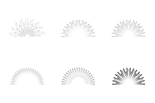 Vintage sunburst Vector sunburst línea de iconos conjunto