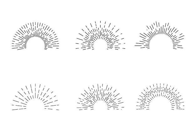 Vintage sunburst Vector sunburst línea de iconos conjunto