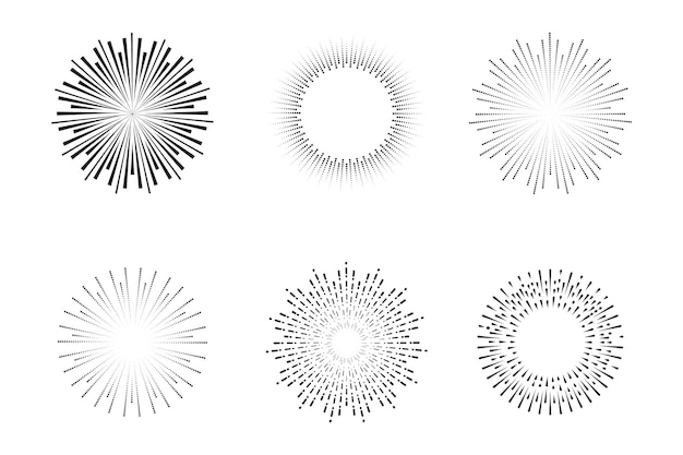 Vintage sunburst Vector sunburst línea de iconos conjunto