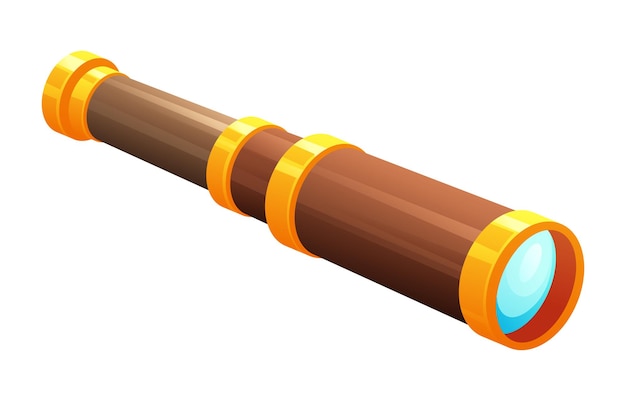 Vintage telescopio dibujos animados Spyglass pirata vector ilustración aislado sobre fondo blanco
