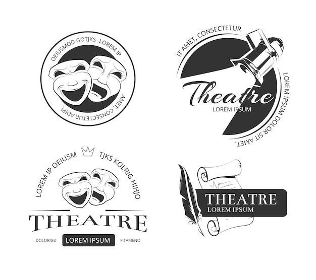 Vintage vector teatro etiquetas emblemas insignias y logo