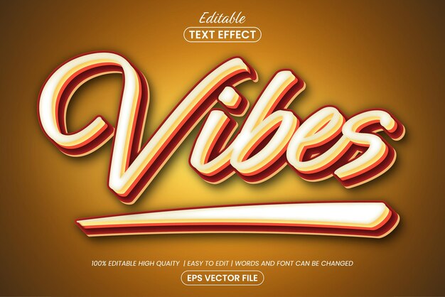 Vintage vibes Estilo de texto 3D plantilla de diseño de efectos de texto editable