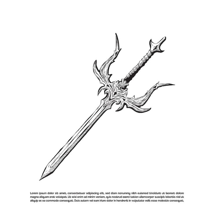 Vector vintage viejo lujo y único vector de espada colgante aislado en fondo blanco