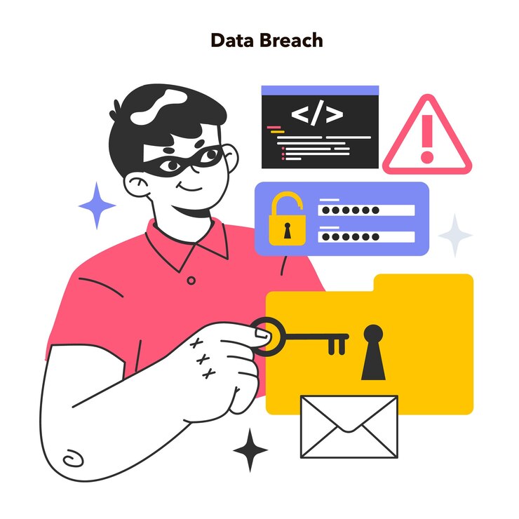 Vector violación o fuga de datos desglose de la base de datos de información confidencial