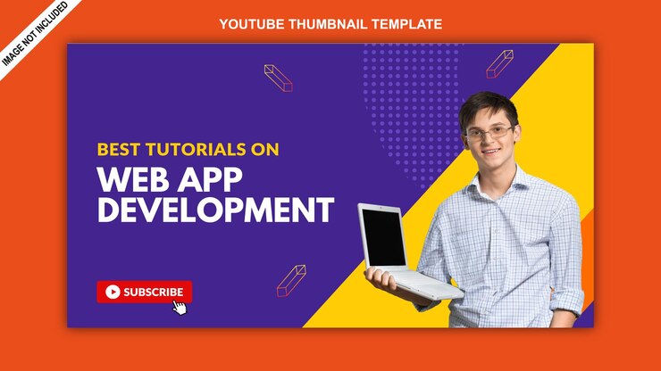 Vector violet tutorial vlog miniatura de youtube (en inglés)