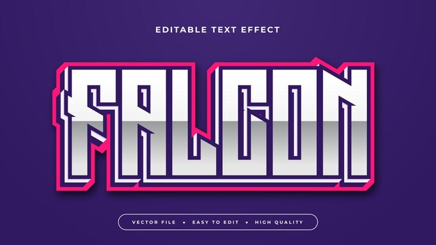 Violeta rosa y plata halcón estilo de fuente de efecto de texto editable en 3D