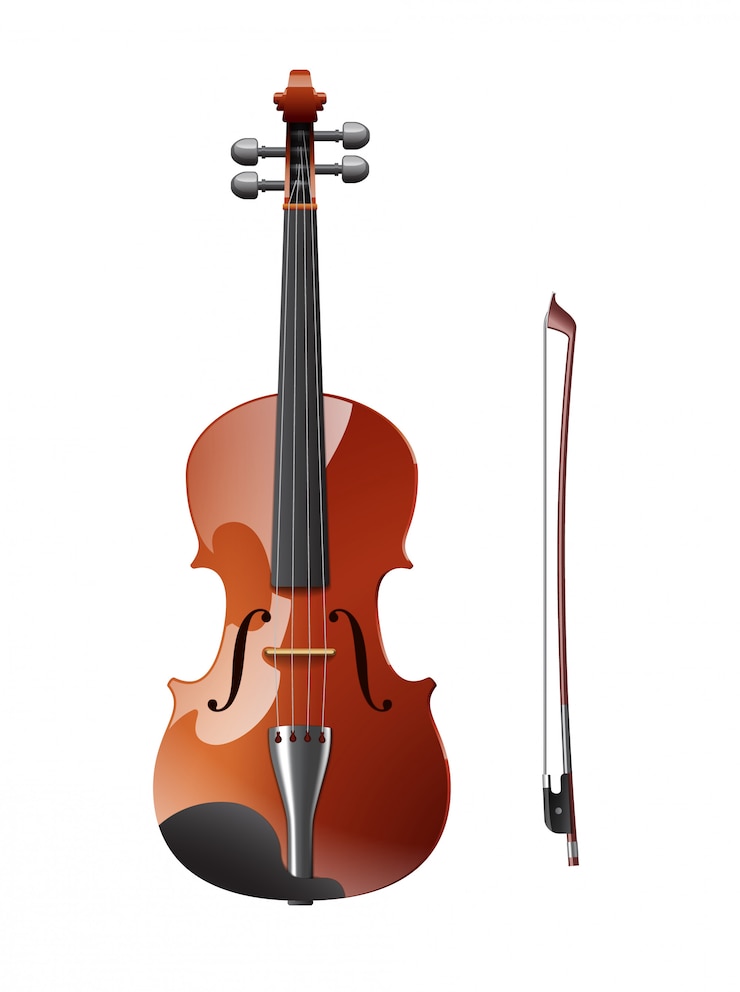 Vector un violín con arco aislado