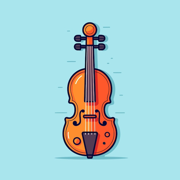 Vector un violín con un arco y un fondo azul.