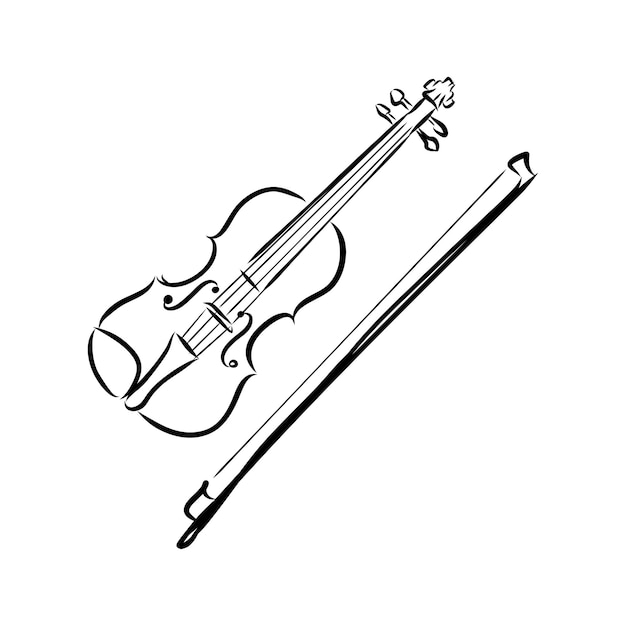 Violín bosquejado aislado. logo. Ilustración de vector de violín.