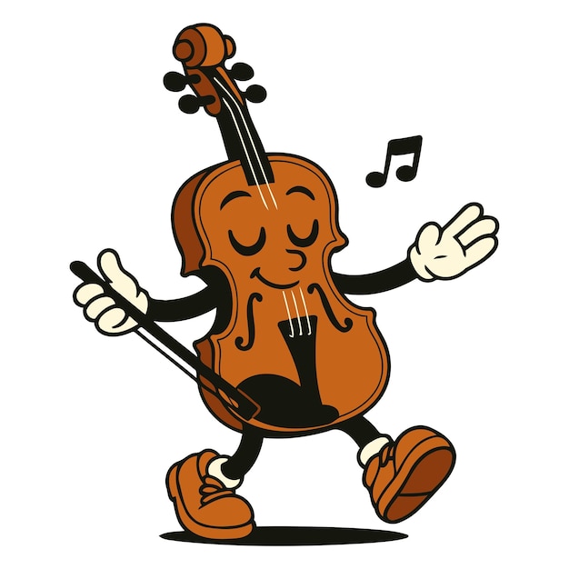 Violin de dibujos animados bailando y tocando música