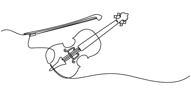 Violino línea continua Ilustración de violín dibujo de arte de línea continua Violín dibujado a mano en línea