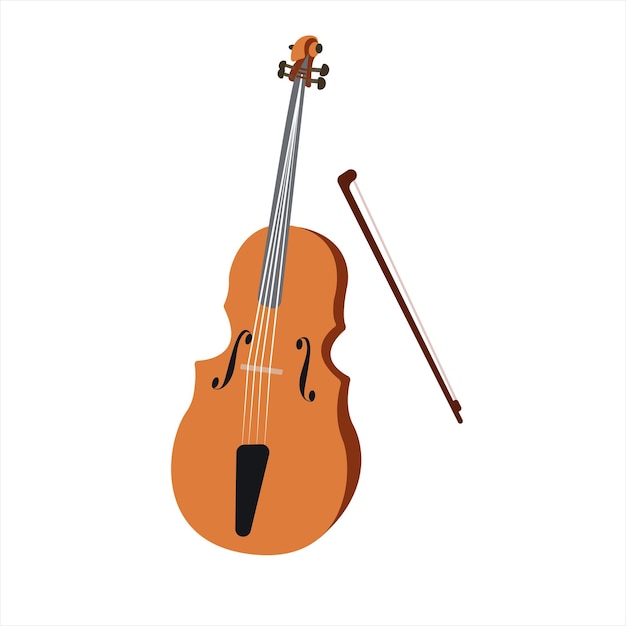 Violonchelo. Instrumentos musicales arqueados. El instrumento musical es un violonchelo con arco.