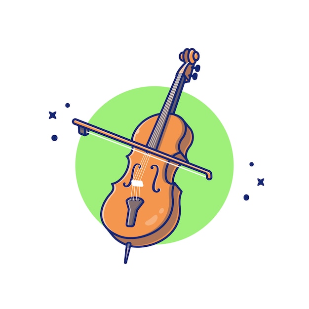 Violonchelo violín icono de dibujos animados ilustración. Concepto de icono de instrumento de música premium aislado. Estilo plano de dibujos animados