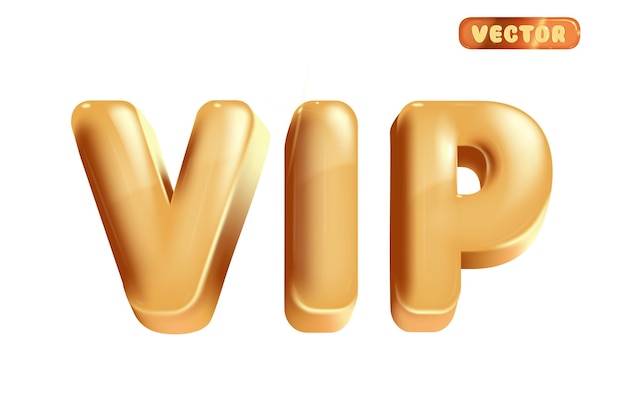 Vip texto 3D realista certificado de lujo brillante insignia de privilegio real para el cliente aislado en blanco
