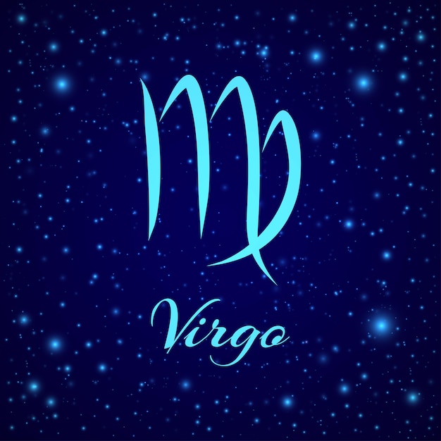 Virgo. vector de signo del zodíaco en un cielo nocturno. elemento horóscopo