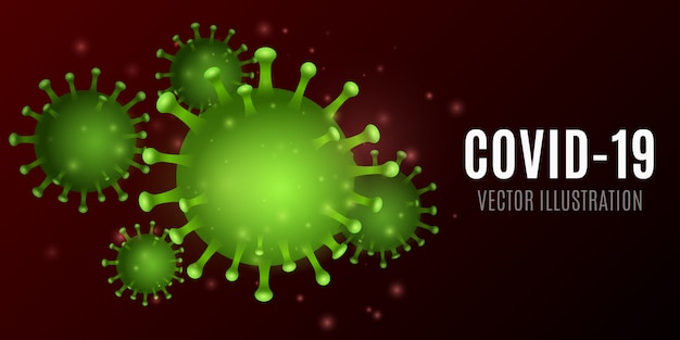 Virus abstracto 3D corona microbio verde. Concepto médico Organismo patógeno. ilustración