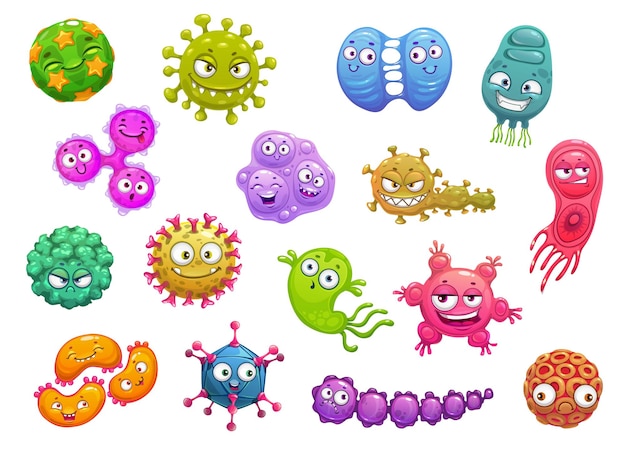 Virus bacterias germen microbio personajes de dibujos animados