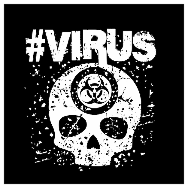 virus cráneo grunge diseño vintage camisetas