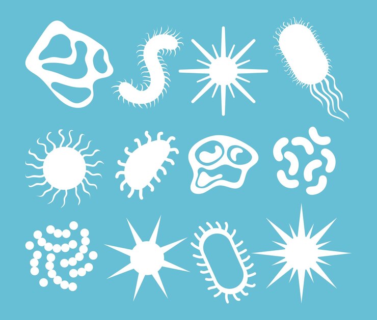 Vector virus germinal antibacteriano concepto de control bacteriano diseño gráfico plano vectorial