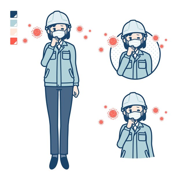 Virus de infección de mujer de ropa de trabajo simple