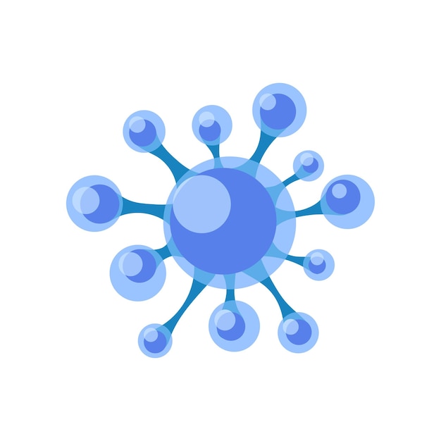 Vector virus de inmunodeficiencia humana vih bajo microscopio microorganismo azul redondo agente biológico elemento gráfico para libro educativo ilustración vectorial plana aislada en fondo blanco