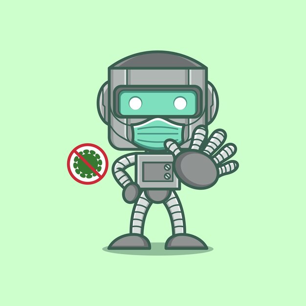 virus de lucha de robot de dibujos animados lindo