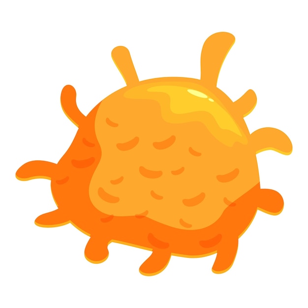 Virus naranja flotando y extendiendo el contagio con tentáculos
