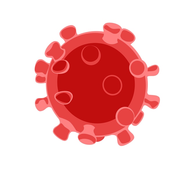 Virus rojo aislado sobre fondo blanco. Ilustración plana de vector de la medicina. Imagen de archivo.