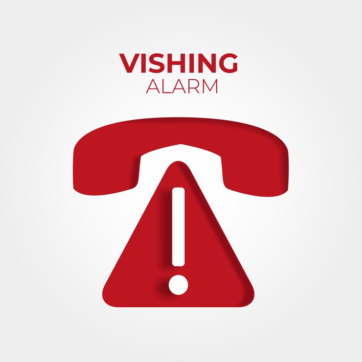 Vector vishing alert ícono de un teléfono en estado de alarma por ataques de llamadas fraudulentas