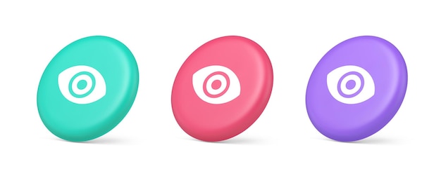 Visibilidad del botón del ojo buscando lente óptica aplicación web 3d icono realista