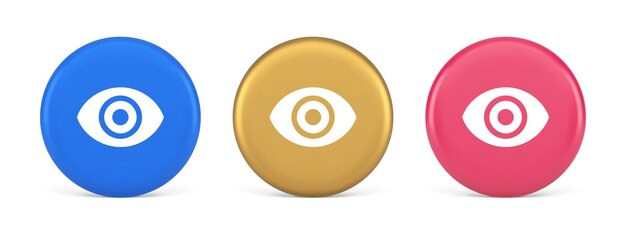 Visibilidad del botón del ojo buscando lente óptica aplicación web 3d icono realista