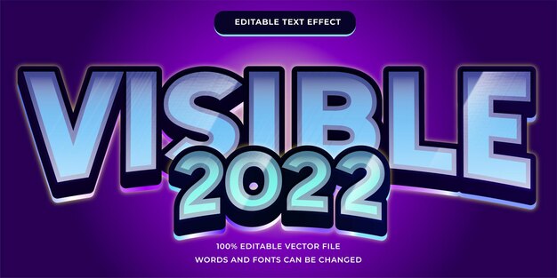 Vector visible 2022 efecto de texto editable moderno