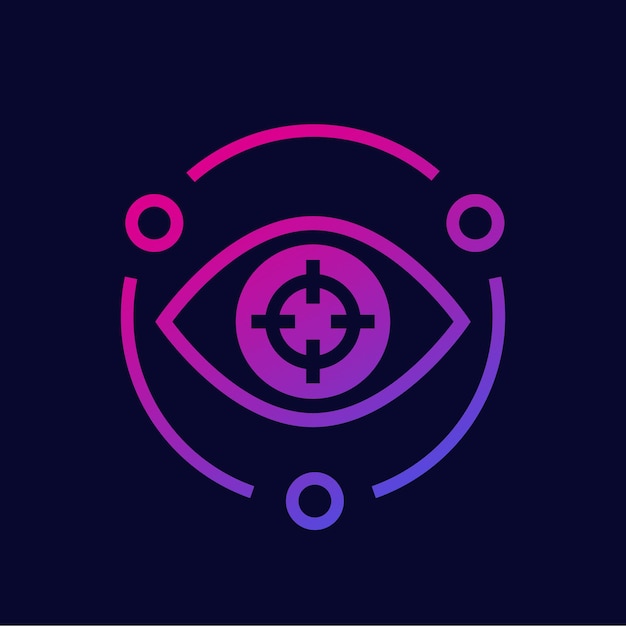 Visión artificial o icono de vector de reconocimiento visual