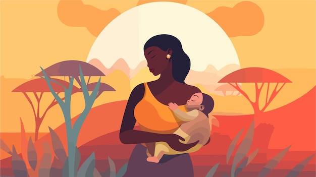 Visión artística de la vida de una madre africana