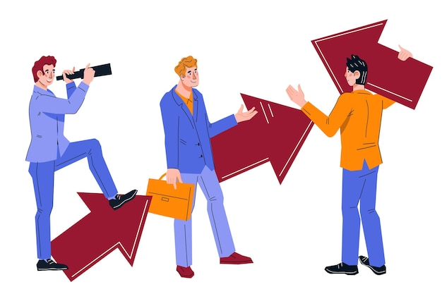 Visión de futuro y posibilidad de logro de crecimiento profesional del vector de meta.