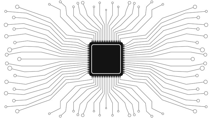 Vector una visión general completa del diseño abstracto de microchips con líneas de circuitos y más