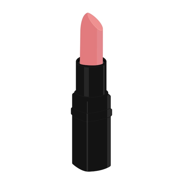 Visión isométrica de lápiz labial rosado aislado sobre fondo blanco Vector cosmético