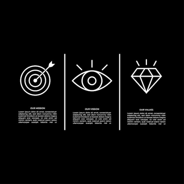 visión de la misión valores página web template concepto de diseño plano moderno