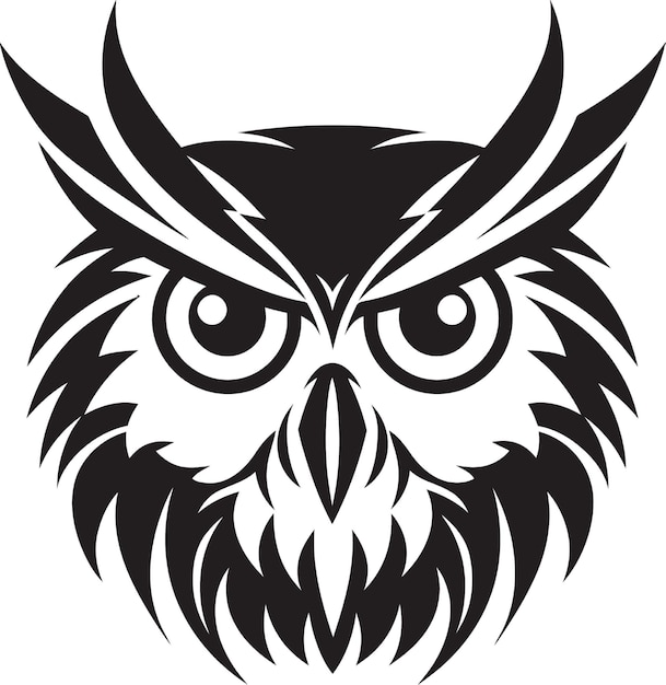 Visión nocturna Elegante logotipo vectorial con diseño de búho negro Wise Guardian Chic Icono negro con elegancia