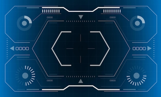 Visión de pantalla de interfaz de HUD scifi hexágono blanco tecnología geométrica futurista visualización vector azul