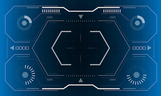 Vector visión de pantalla de interfaz de hud scifi hexágono blanco tecnología geométrica futurista visualización vector azul