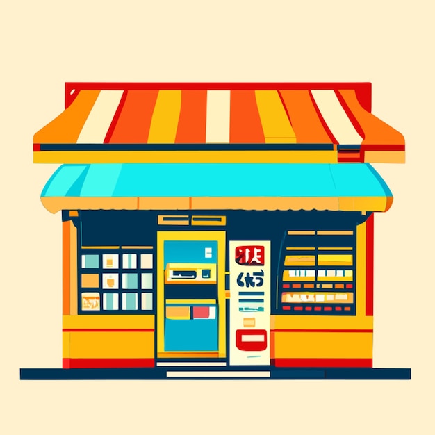 Vector visión de la tienda de conveniencia japanacganimat dibujos animados de ilustración vectorial