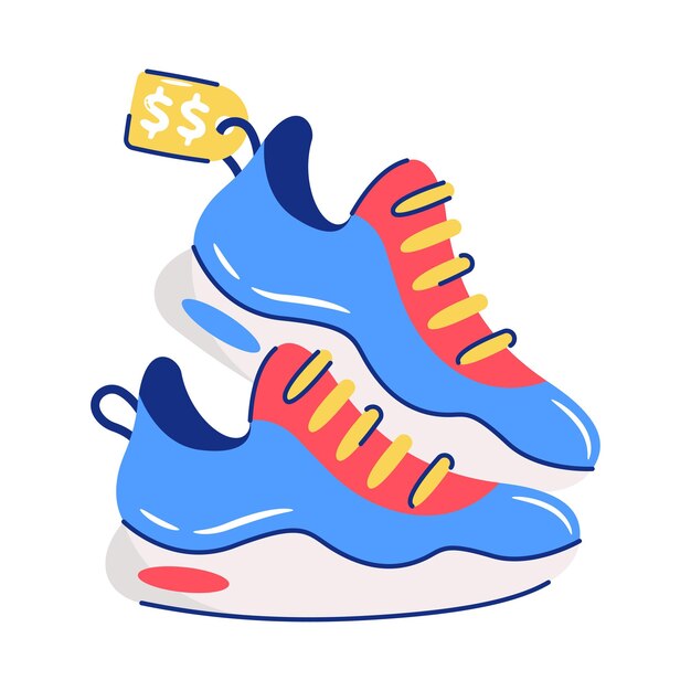 Visión vectorial de la venta de zapatos con el archivo EPS 10 de Sticker