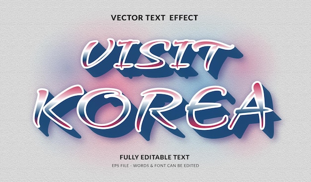 Visite corea con un efecto de texto editable de estilo moderno