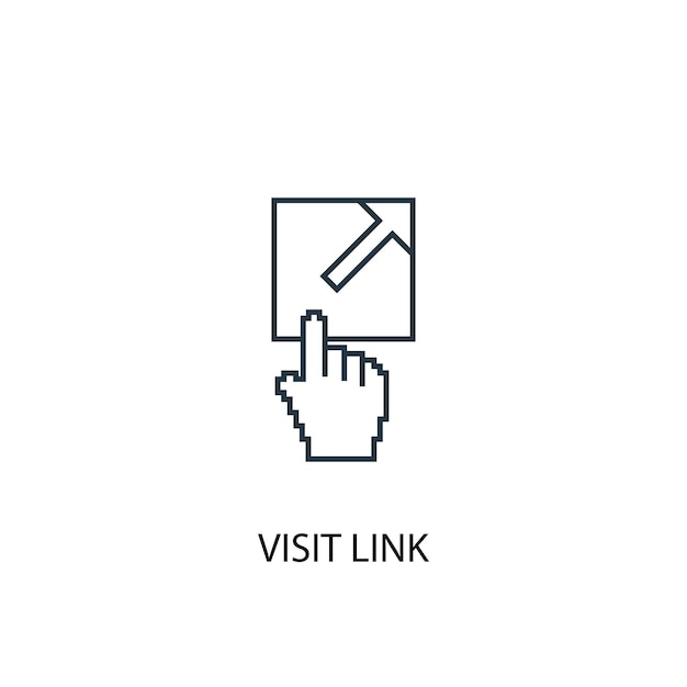 Visite el icono de línea de concepto de enlace. Ilustración de elemento simple. Visite el diseño del símbolo del esquema del concepto de enlace. Se puede utilizar para UI / UX web y móvil