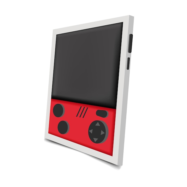Una vista 3D realista de una consola de juegos portátil vintage de un dispositivo de juegos retro