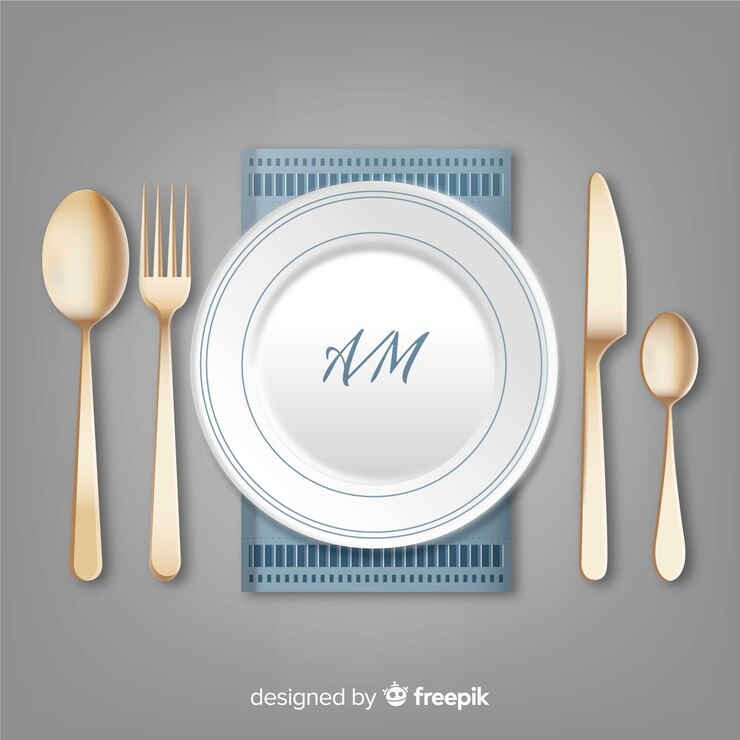 Vector vista aérea de cubertería de restaurante con diseño realista