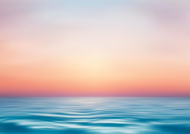 Vista al océano y cielo claro en el horizonte Agua tranquila y cielo claro