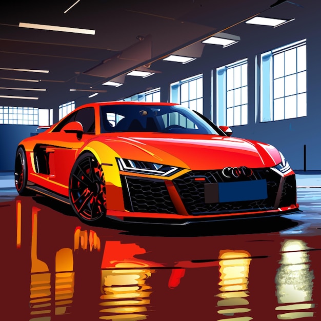 Vector vista de ángulo ancho de todo el cuerpo desde el frente audi r8 estilo revista caro 3d renderización fotorealismo